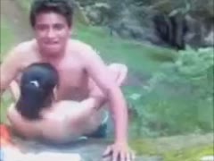 Me and my Mexican girlfriend having sex in a forest 